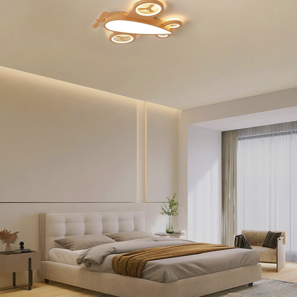 Designer Wood Ceiling Light - Wood & Acrylic Plane Bedroom